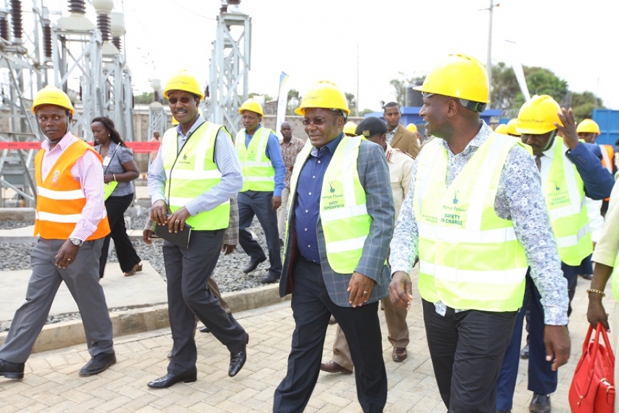 Dr. Chumo & other officials on a tour of Kabarak substation
